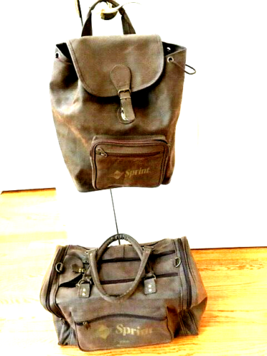 REDUCED  DAD LOVES HIGH QUALITY 2 ps Set Brown Backpack & Duffle Bag  Faux Suede - Afbeelding 1 van 7