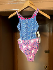 Nicole Miller Girls' Multi Color One Piece Swimsuit Size S 7/8 
