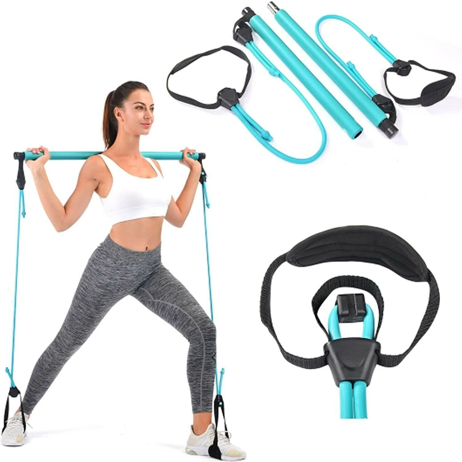 Wastou Pilates Bar, Portable Pilates Bar Kit with Adjustable Resistance Band New
