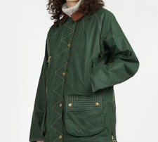Barbour Carmen Wax Jacket Green Size 14/40 Oversized