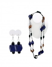 Bohemian Purple Wooden Beads Necklace and Earring Set