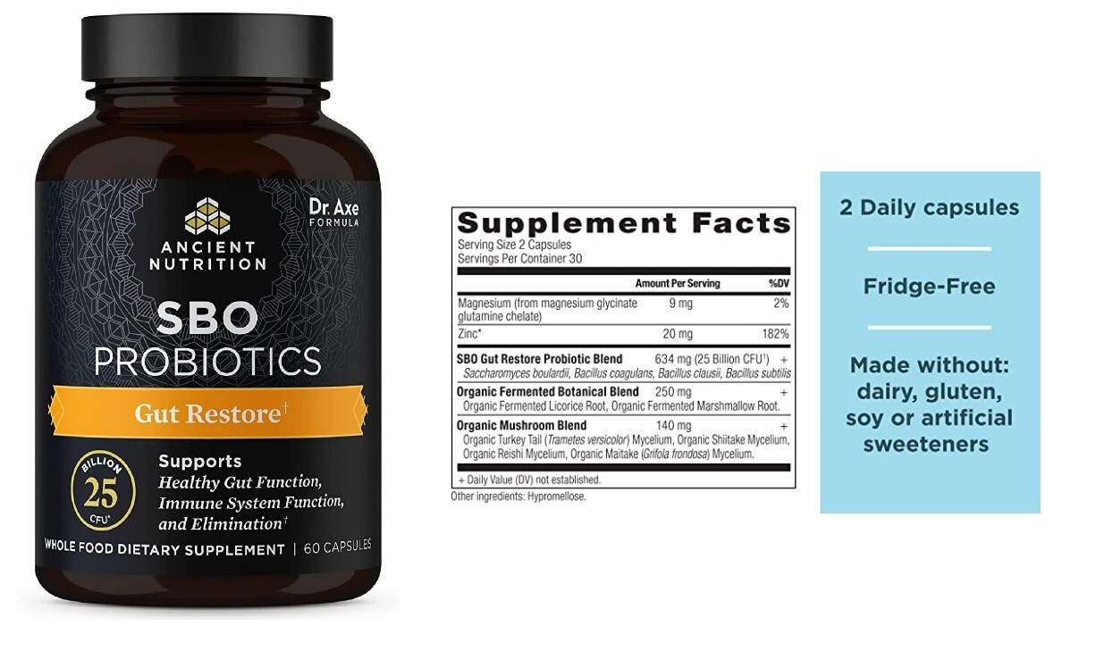 Dr Axe Probiotics SBO Probiotics Ultimate Gut Restore, Digestive Immune