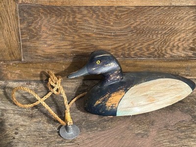 Vintage American Traditional '' Scaup'' Lockvogel Holzente mit Fesselseil