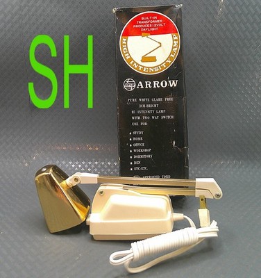 Vintage Arrow Aro MCM Folding Arm Desk Lamp Light High Intensity Ivory AR112 NEW