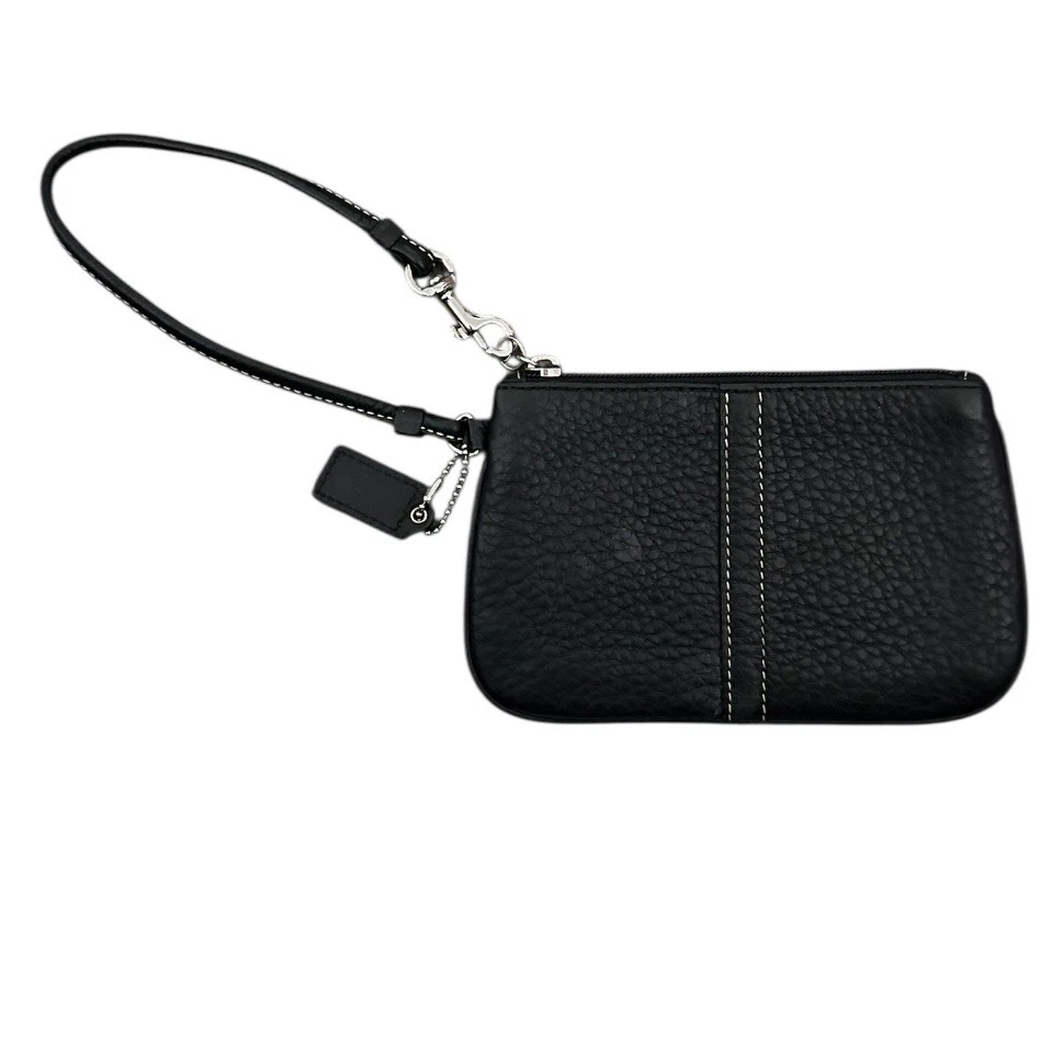 Bracciale Coach retrò in pelle nera con ciottoli