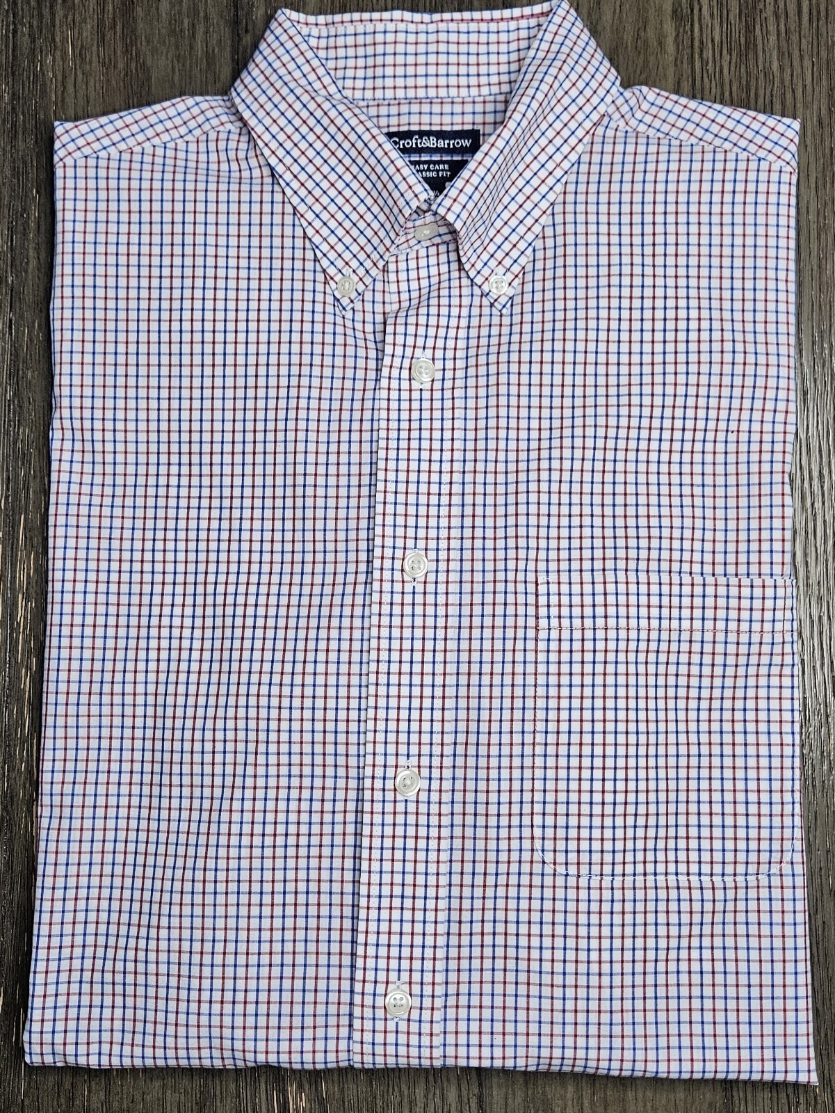 Mens Croft & Barrow Easy Care Long Sleeve Plaid Button Up Shirt 16 1/2 34-35