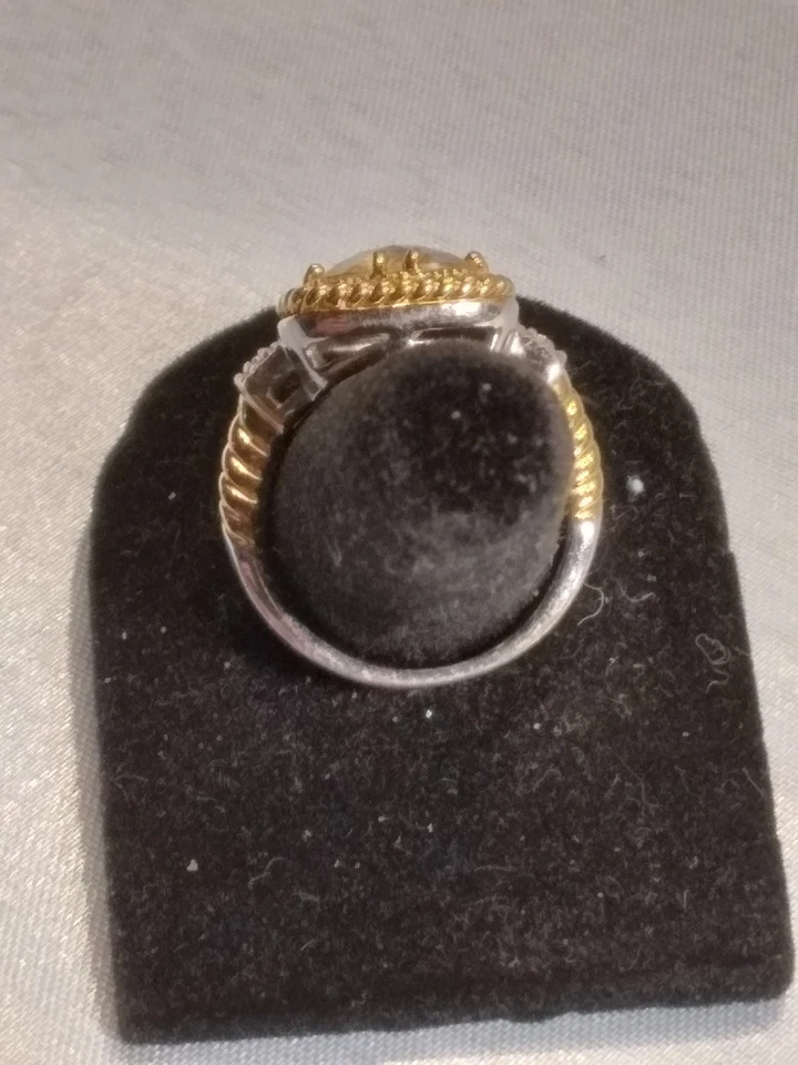 Lia Sophia "Lemon Chiffon" 2-Tone Gold/Silver Ring w/Yellow CZ Size 8 - Image 3 of 4