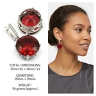 Big Gemstone 20mm 16g Pink Raspberry Rhodolite Garnet CZ Silver Dangle Earrings