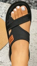 Sandals Unisex SlipOn Black Fabric  Beach