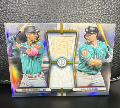 Topps 2026 Tribute Julio Rodríguez/Cal Raleigh Mariners DR-RR Dual Relics /50