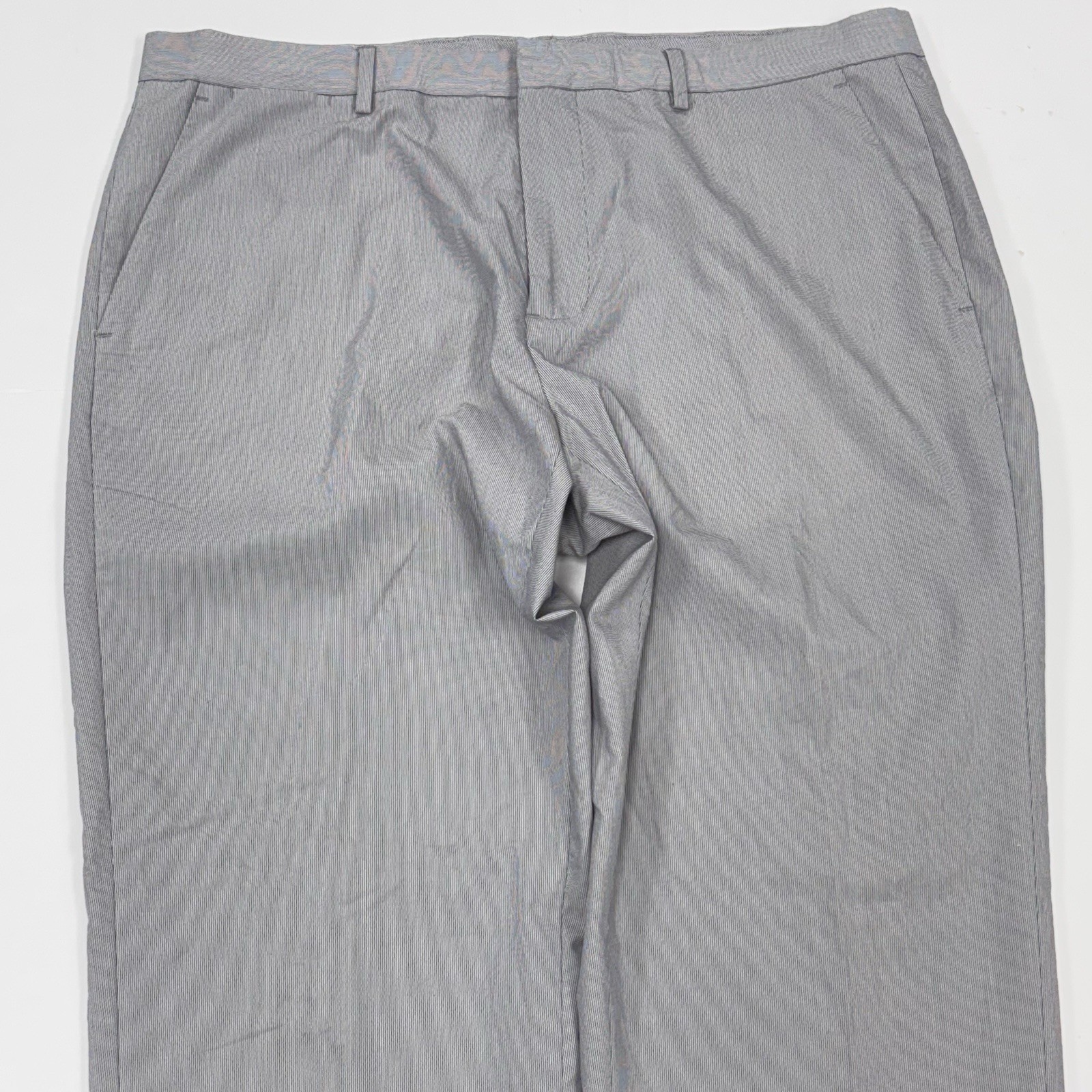 Calvin Klein Slim Fit Chino Dress Pants Men 34/32 Gray Thin Stripe Flat Front  thumbnail 3