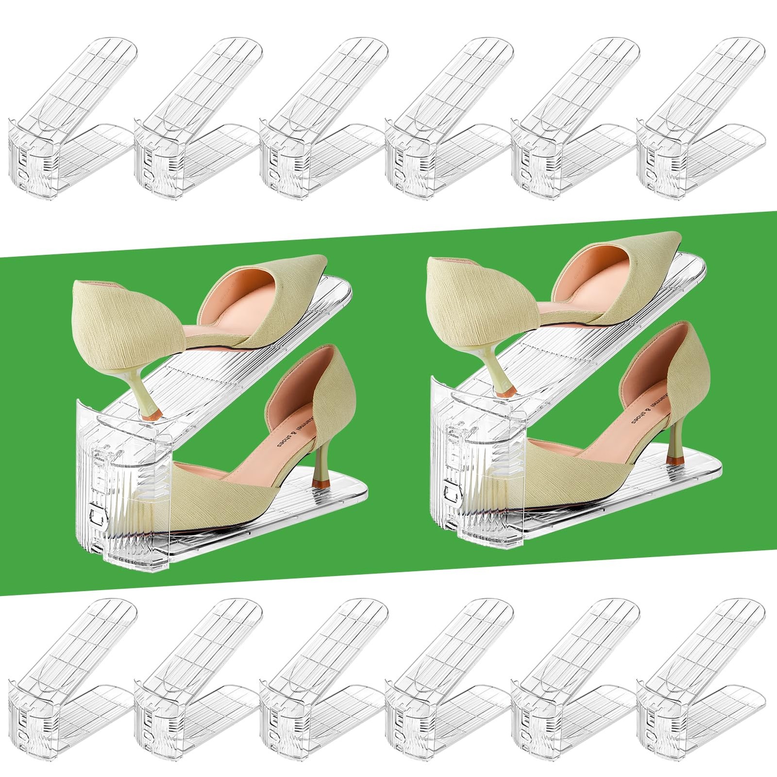 Adjustable Clear Shoe Stacker Organizer for Closet Storage