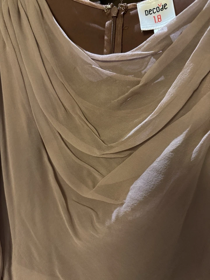 Vestido de noche hecho de seda natural, color rosa polvoriento, nuevo con etiqueta talla 14 Foto 3 de 4