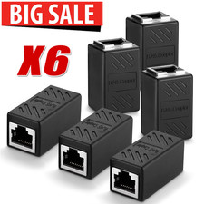 6PCS RJ45 Inline Coupler Cat6/Cat5e Ethernet Network Cable Extender Connector