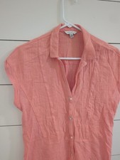 Lucky Brand S cotton blend coral button top