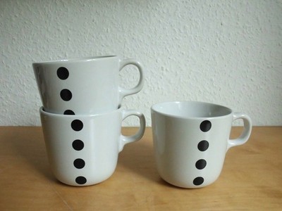 3x  Ikea Ungdom Kaffeetasse Tasse Becher weiß schwarz Punkte Maria Vinka TOP