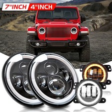 Combo de faros LED de 7 pulgadas + kits de luces antiniebla de 4"" para Jeep Wrangler JK 2007-2018