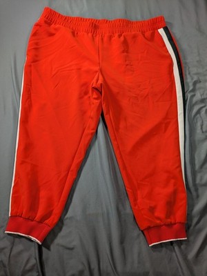 IMAN Pants Womens 2XP Red Track Joggers Side Stripe Elastic Waist Cuffed Plus