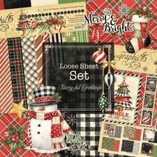 GRAPHIC 45 "MERRY-FUL GREETINGS" 12X12 LOOSE PAPER PACK CHRISTMAS SCRAPJACK'S
