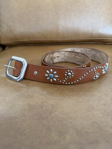 『HTC BELT WHITE 34』 htc white leather studded belt narrow color stone W34 | eBay
