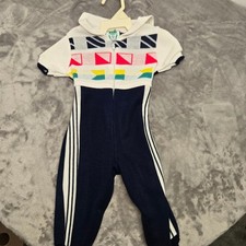 Vintage Bull Frog Nautical Knit Romper 6-9 Months Navy White Sailor Made in USA