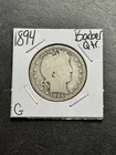 1894 P Barber Silver Quarter Nice G+ Good U.S. 25c Type Coin (Raw8064)