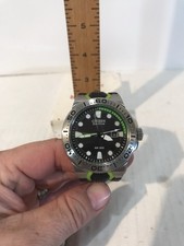 Citizen Men's Eco-Drive WR 200 Wristwatch Green Black Silicone Band Diving Watch