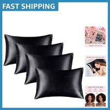 Set of 4 Silky Soft Satin Pillowcases for Hair and Skin Protection - Queen Size