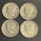 Lot of 4 Mercury Dimes, 1941-S, 1943-D, 1943-S, 1944-D