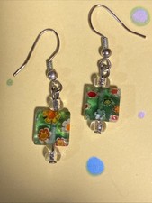 Millefiori Glass Beaded Earrings