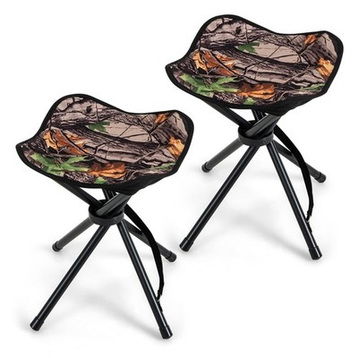 2 Pack Folding Hunting Stool Portable Tripod Seat w/ Shoulder Strap for Camping