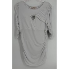 GUESS Womens True White Ruched Cutout 3/4 Sleeve Bodycon Dress Sz XL