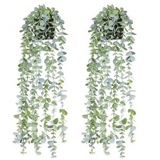 BACAMA Fake Hanging Plants Eucalyptus Potted Artificial Plant Small Faux Ivy ...