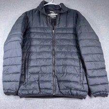 SWISS TECH Puffer Jacket Mens Small Black Lightweight Warm Hiking Outdoors