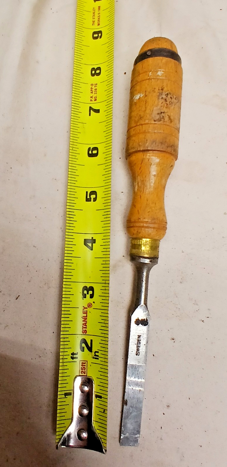 ADOLF STAHL ASAB BEVELED CHISEL, ESKILSTUA, SWEDEN, 3/8 IN. , 8 & 1/2 IN. LONG