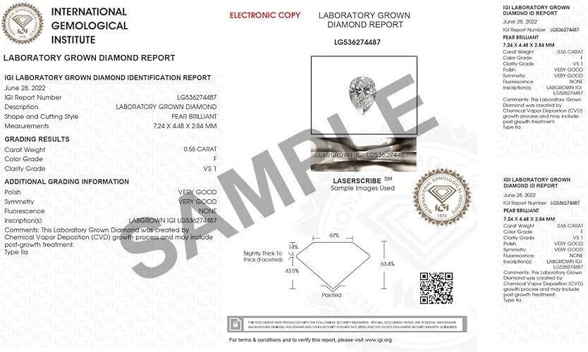 1.1 Ct Round Cut IGI Certified Loose Lab Grown CVD Diamond D Color VS2 Clarity - Image 2 of 4