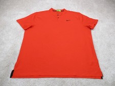 Nike Polo Shirt Mens 2XL XXL Orange Tennis Blade Collar Golf Performance Stretch
