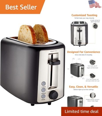 Versatile Bagel & Bread Toaster with 6 Settings and Handy Cord Wrap in Black