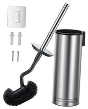 Toilet Brush and Holder Set: 304 Stainless Steel Heavy Duty Bowl 1 Silver