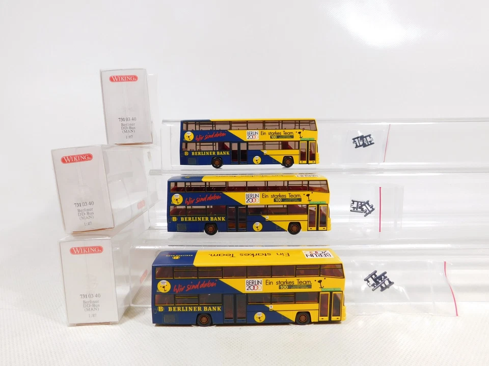 3X Wiking H0 1:87 731 03 40 Berliner DD-Bus MAN Berlin 2000 Mint Box #EF96-0,5 - Immagine 2 di 4