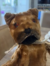 Vintage Mohair Dog Bulldog Hand Puppet