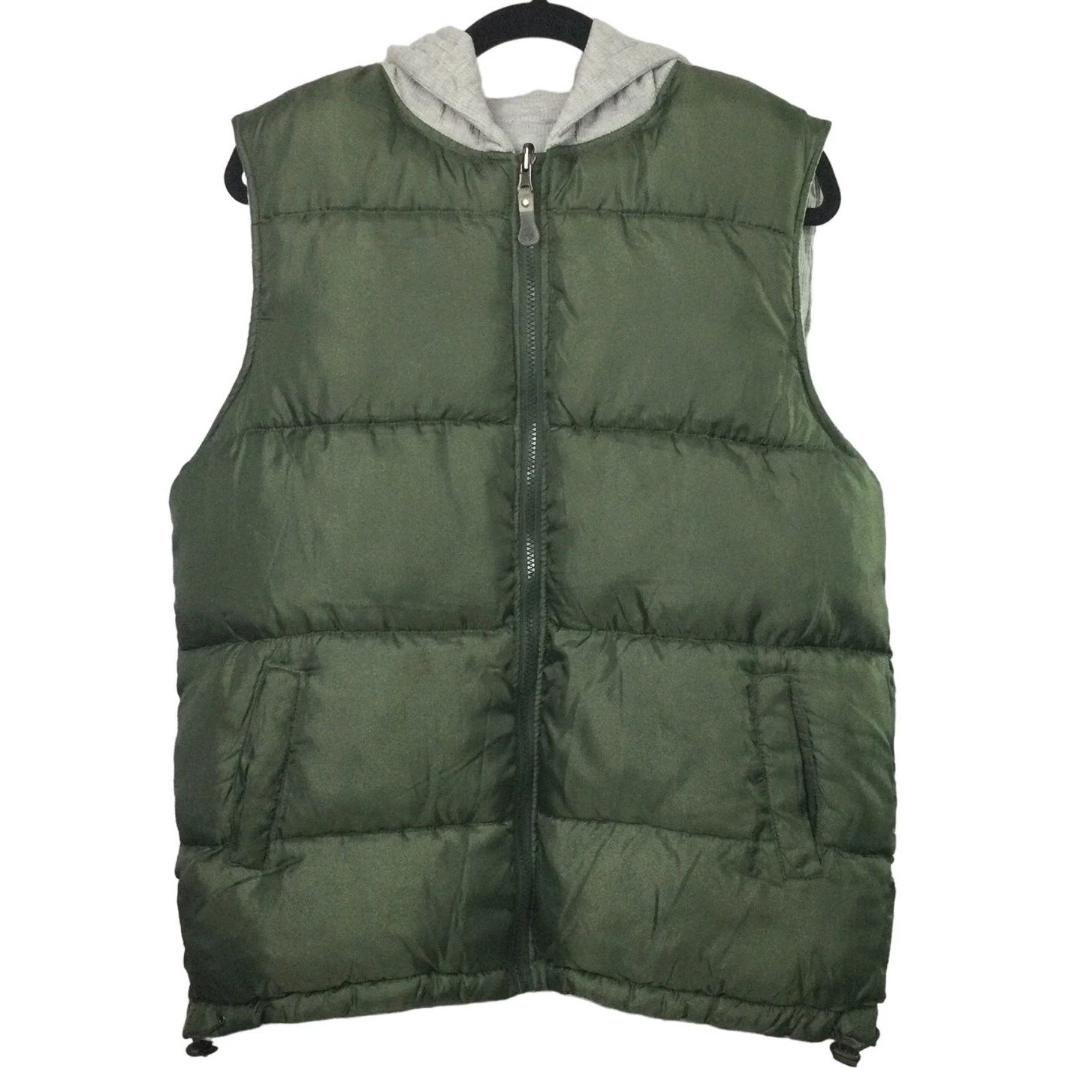 Decoded Gorpcore Hooded Quilted Puffer Casual Hiking Zip Green Vest Men's M image 1