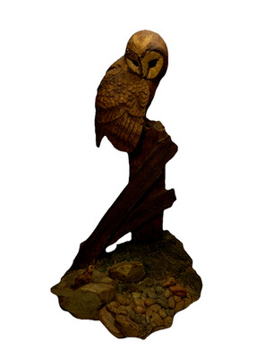 Vintage Aynsley Master Craft Barn Owl On  Fence With Mouse
