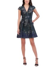 Vince Camuto Women's Jacquard Fit & Flare Mini Dress (Hunter, 14)