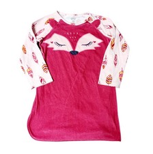wonder nation girls fox nightgown size 6-6x feather print on sleeves and back