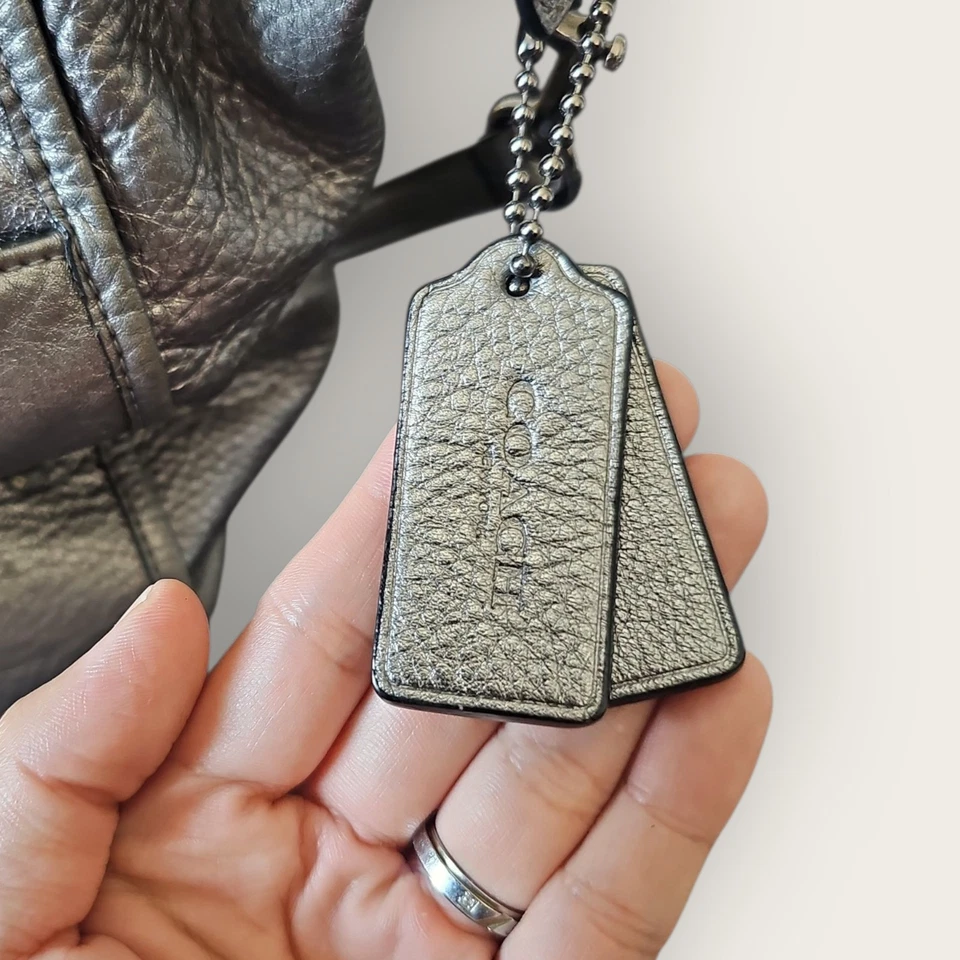 Coach Women's Grey Silver Metallic Leather Shoulder Bag - Image 3 of 4