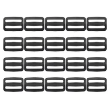 Plastic Slide Buckle 1-1/4 Inch(31mm), 20 Pack Rectangle Tri-Glide Slider, Black
