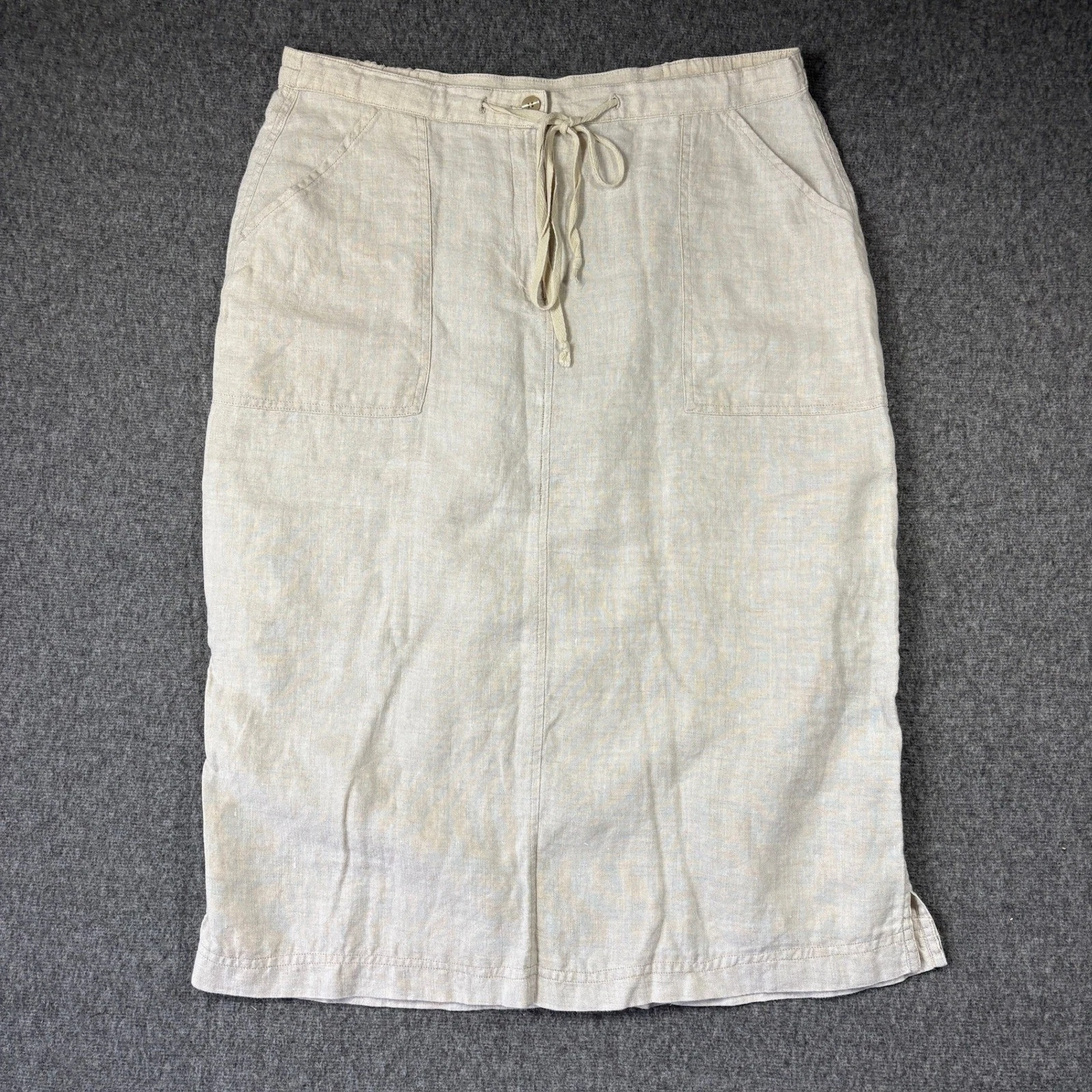 Valerie Stevens Casual Womens Linen Midi Skirt Beige Drawstring Pockets Large
Opens in a new window