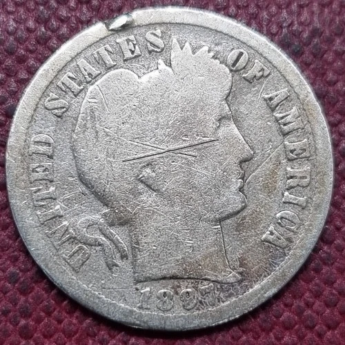1897 O Barber Dime 10c Circulated Details  #100162