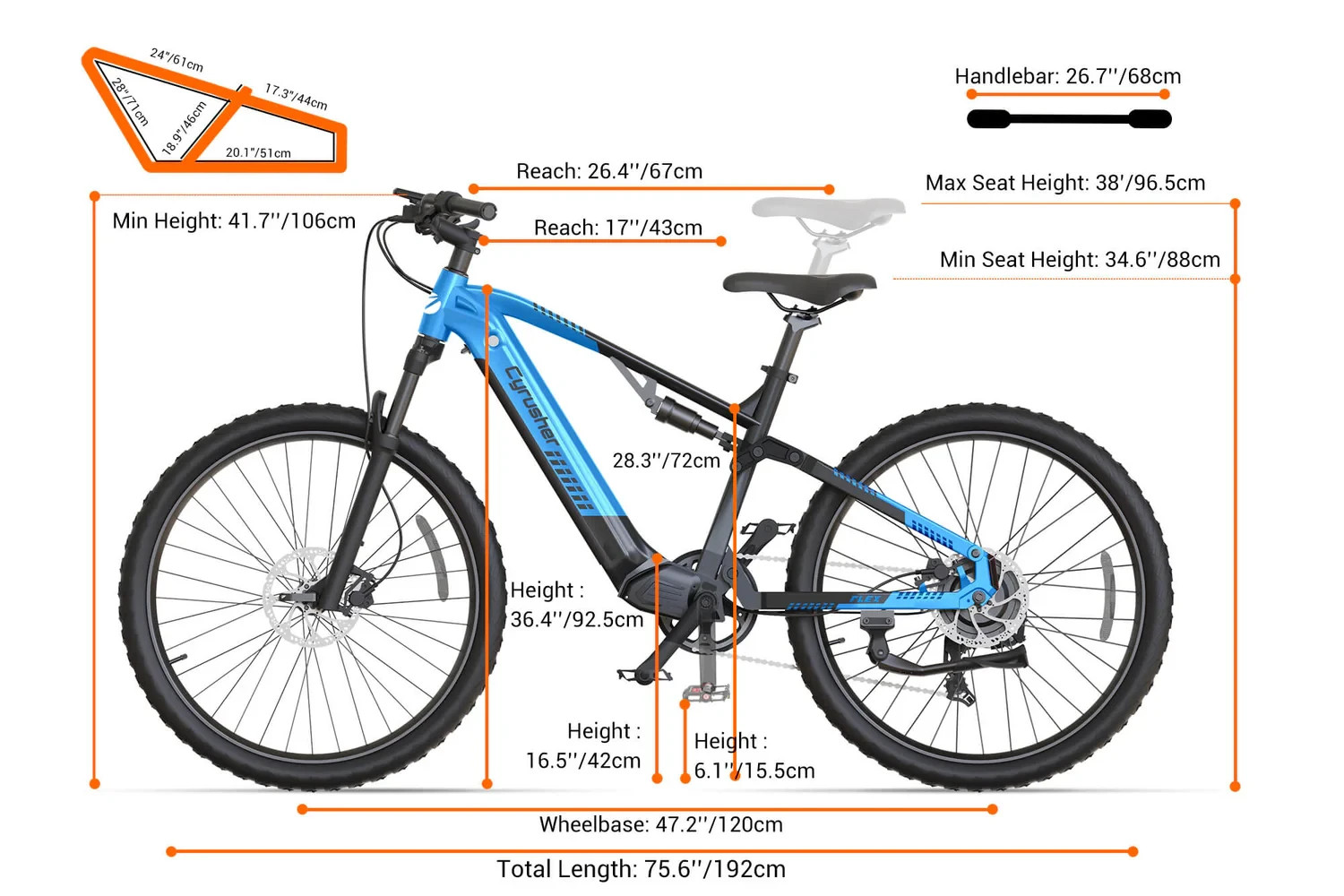 Cyrusher Bicicletta Elettrica LG 48V/15AH 27,5 Pollici 8 Velocità Mountain Bike Elettrica Flex foto 6